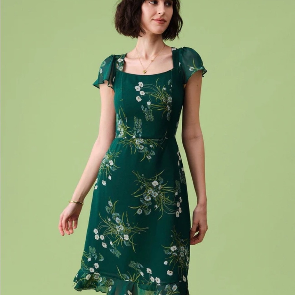 RIHOAS Square Neck Floral Midi Dress